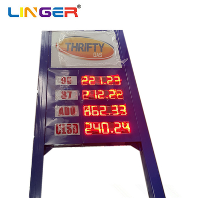 Kraftstoffpreis-Zeichen der rote Farbeled mit vollständig Rahmen Stand und LOGO