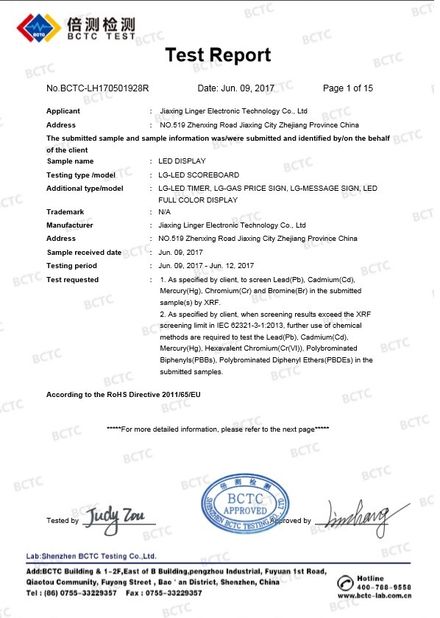 China Jiaxing Linger Electronic Technology Co., Ltd. zertifizierungen